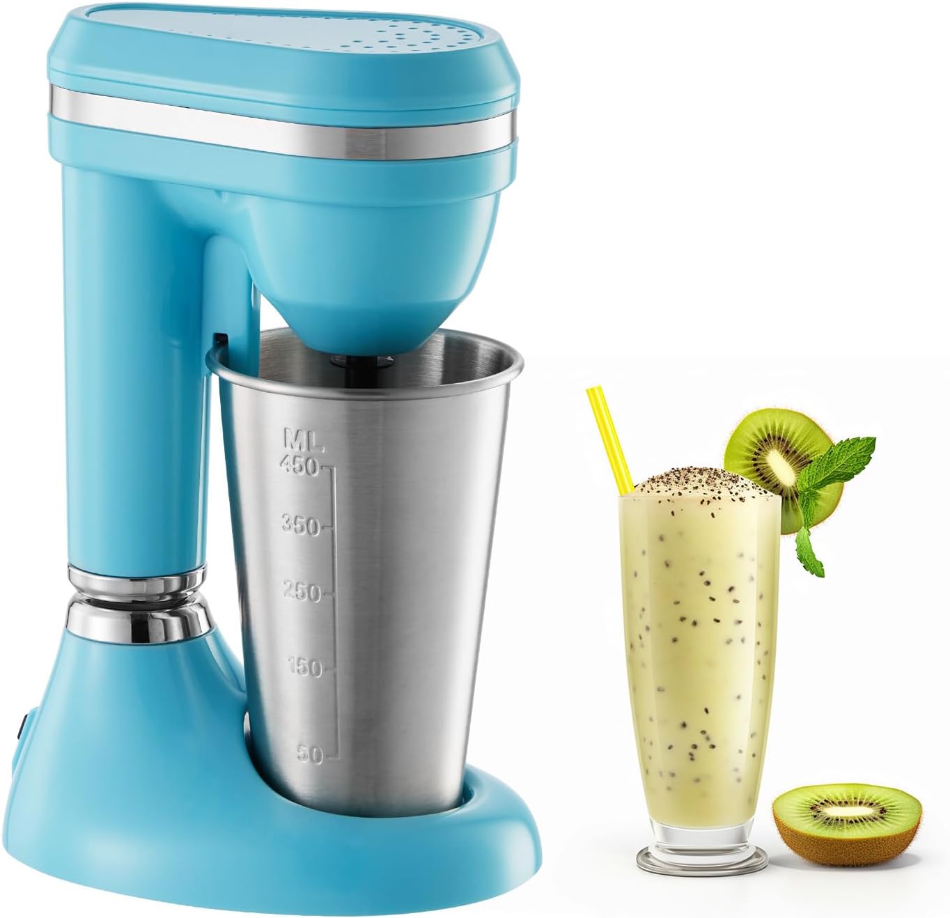 VEVOR Milkshake Maker, 100W Milk Shake Maker Mixer, Single Head Drink Mixer Blender Machine, Dual-Speed Adjustment Milkshake Blender with Stainless Steel Cup, for Home, Kitchen, Bar & Beverage Shop