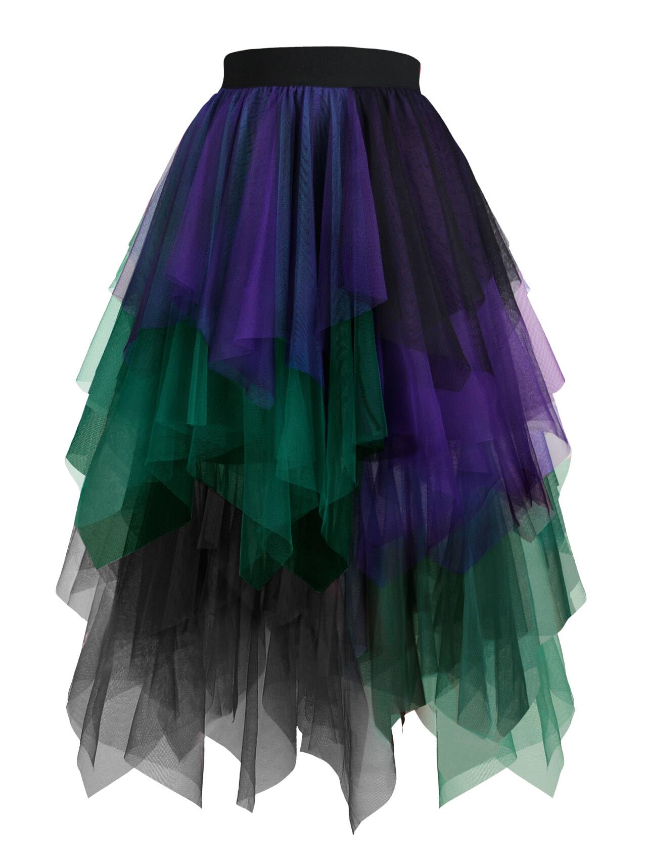 Hanpceirs Damen Tüll Röcke High Low Layered Puffy Fee Röcke A-Linie Midi Rock Unregelmäßiger Tutu Rock