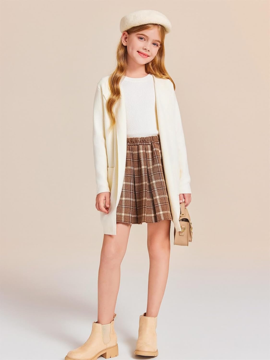 Haloumoning Girls Open Front Cardigan Casual Long Sleeve Knit Sweater Kids Fall Solid Cute Outerwear Coat 5-14Y - Image 7