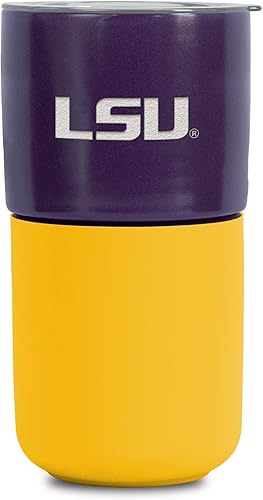 Miniatura 469 de Rico Industries NCAA Miami of Ohio Redhawks - Vaso de cerámica de 16 onzas con agarre de silicona, grabado láser profundo, diseño de color negro