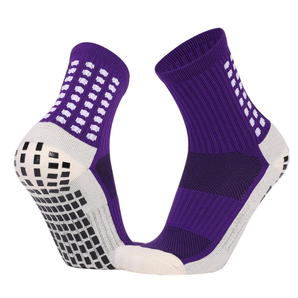Chaussettes de foot violettes mi-longues pour le sport antidérapantes
