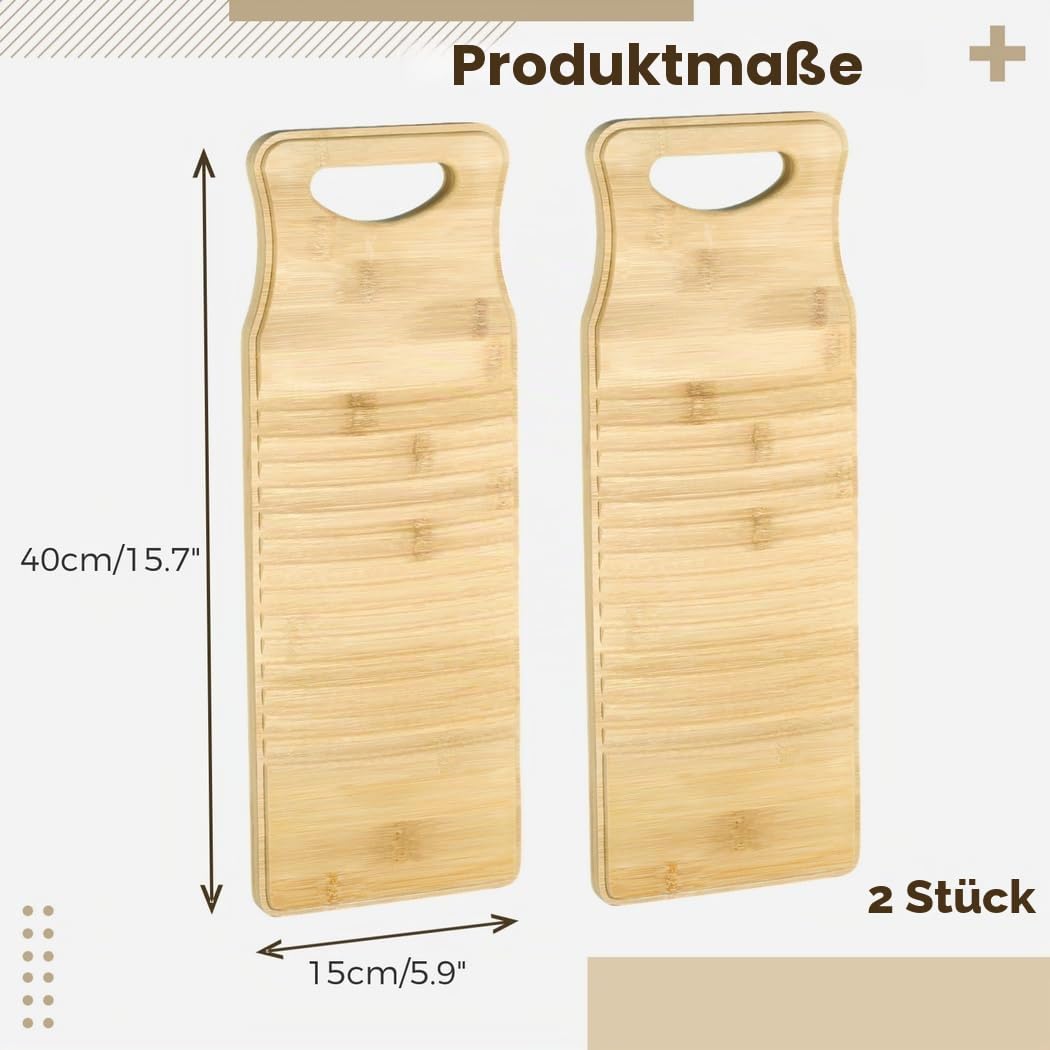 2 Stück Wäsche aus natürlichem Bambus, verdicktes, rutschfestes Waschbrett für kleine Wäschearbeiten, hängendes Design-Waschbrett, praktische Haushaltswerkzeuge, Vintage-Dekoration