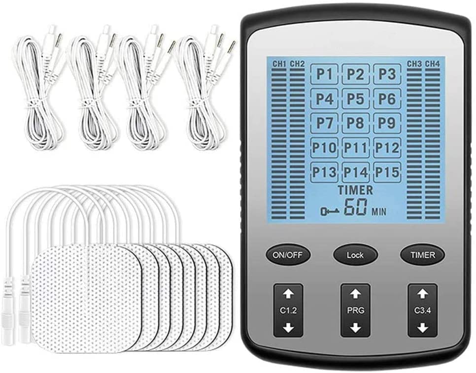 Professional TENS Machine EMS 4 Channels 15 Modes Electrical Muscle Nerver Stimulator Meridian Body Massager Lumbago Backache Numbness Pain Relief Physiotherapy Equipment