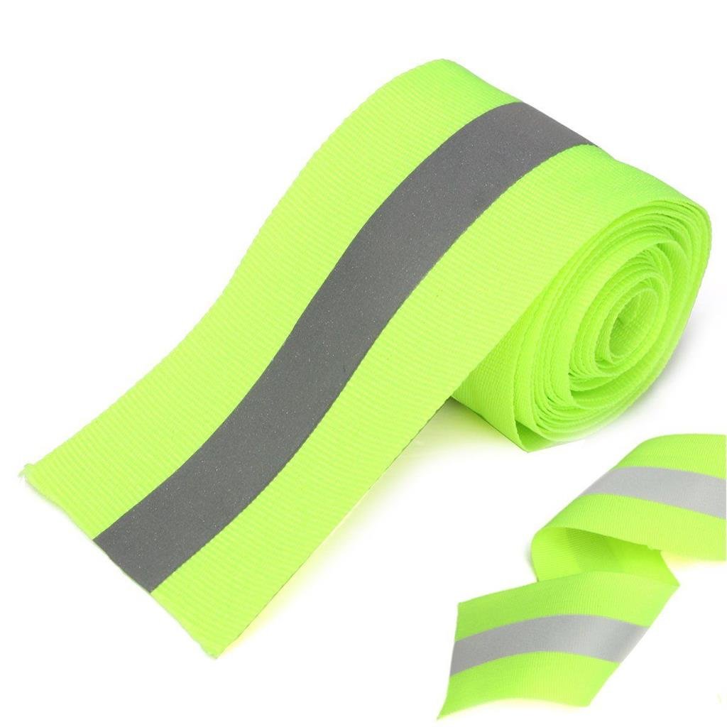 Just In Trend Flame Resistant FR Sew On High Visibility Hi Vis Retro Reflective Tape (2" x 10 yds, Lime/Silver)