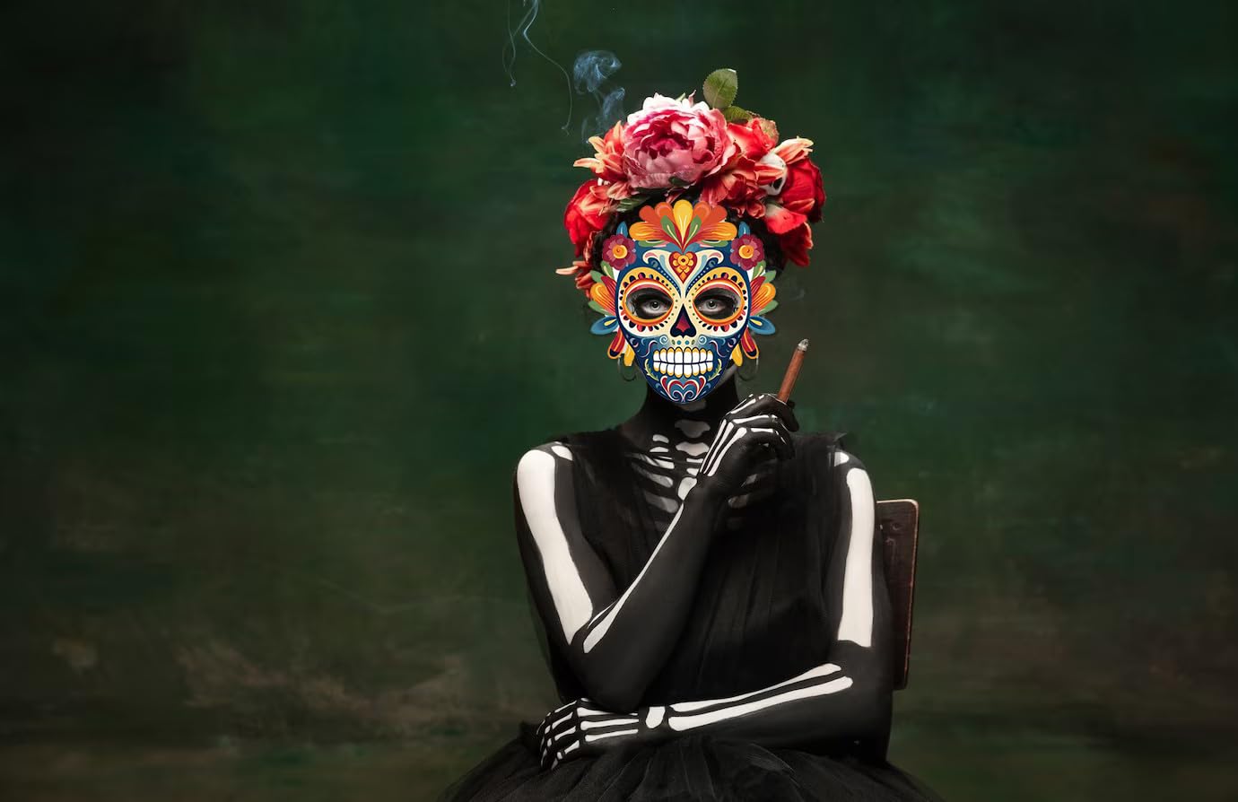 Heureppy 6PCS Day of the Dead Paper Mask Dia de los Muertos Mask for Día de los Muertos Photo Props Party Costume Accessories