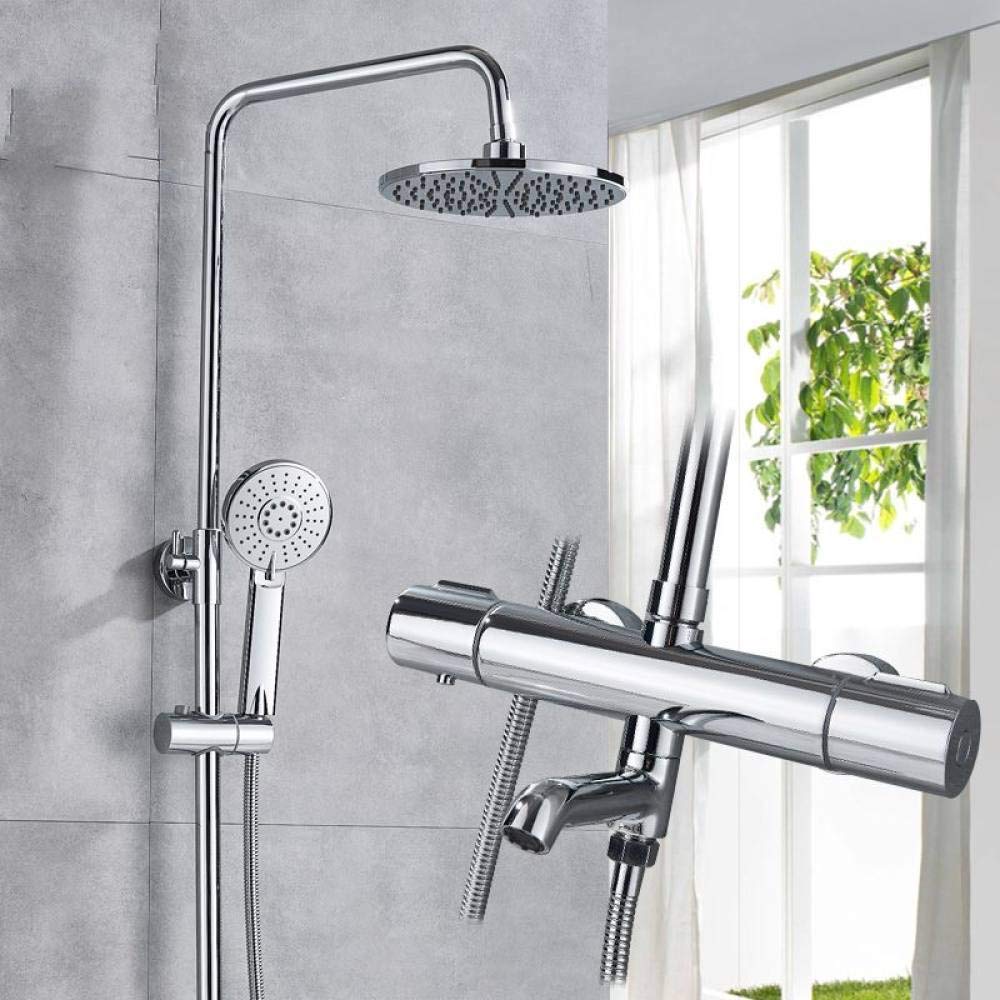 Shower Set Bathroom Thermostatic 8 inch Rainfall Shower Mixer Set Bath Shower Swivel Faucet Chrome Hot and Cold Water Shower Wall Mounted Shower Systems