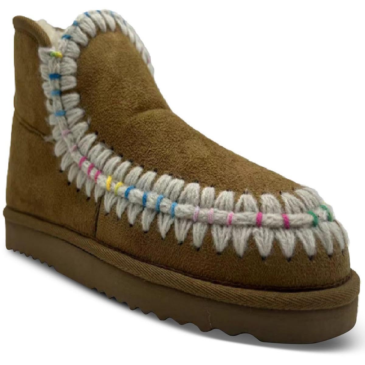 Wild Pair Womens Embroidered Faux Suede Booties Tan 9 Medium B M