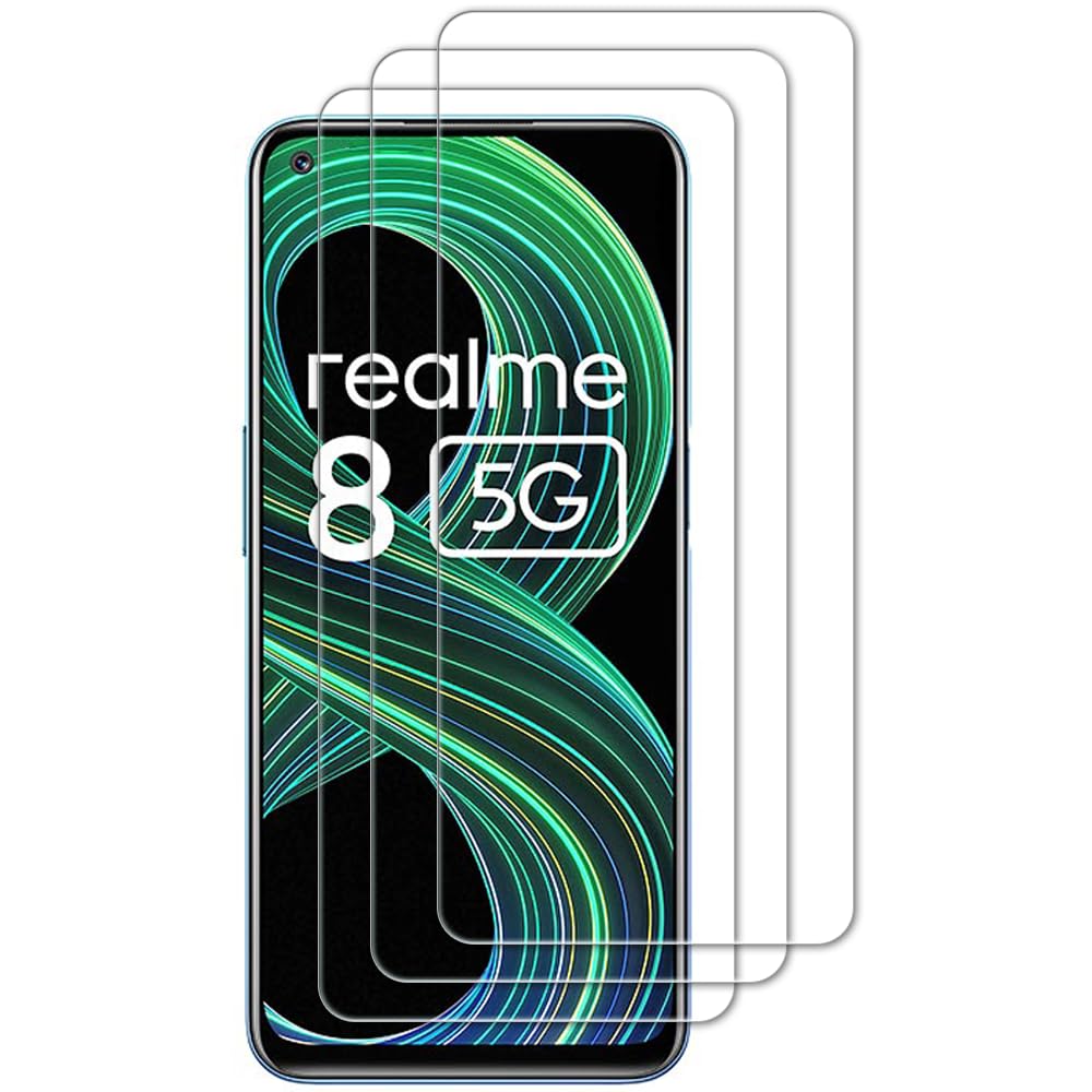 Pellicola Vetro Temperato Per Realme 8 5G: 3 Pezzi, Durezza 9H, Anti Graffio E HD, Facile Installazione