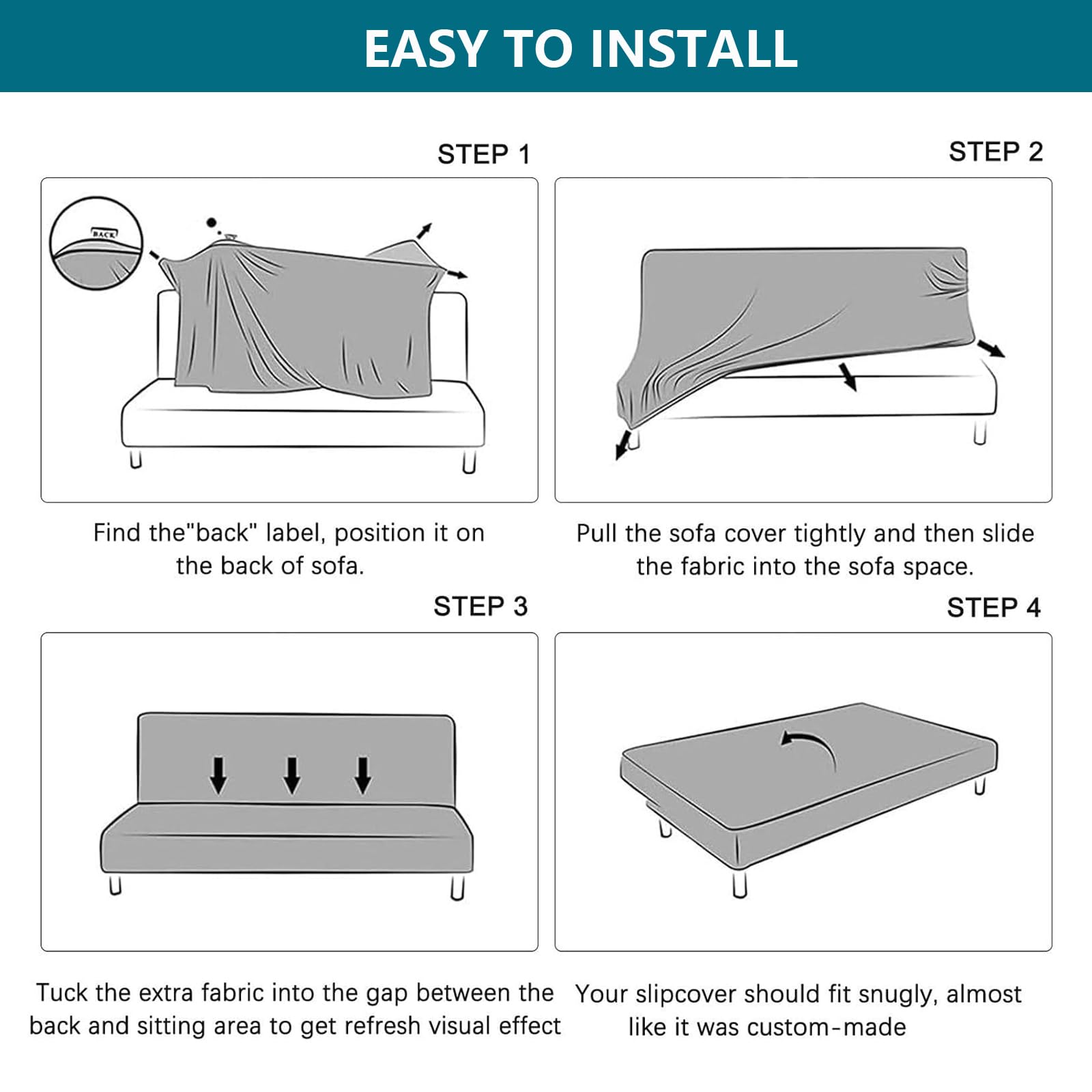 Housse de futon pour canapé-lit, de couleur unie, extensible, pliable avec élastique en bas, pour salon, (jaune, taille S)