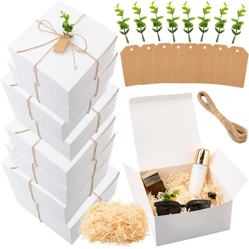 Boîte cadeau blanche kraft 20x20x10 cm CRASPIRE pour emballage kraft et bricolage d'artisanat