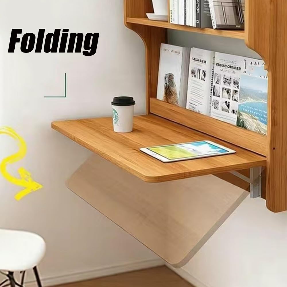 Estantería de pared plegable para concesiones, mesa plegable, escritorio de computadora de montaje en madera, estación de trabajo de escritura para espacios pequeños