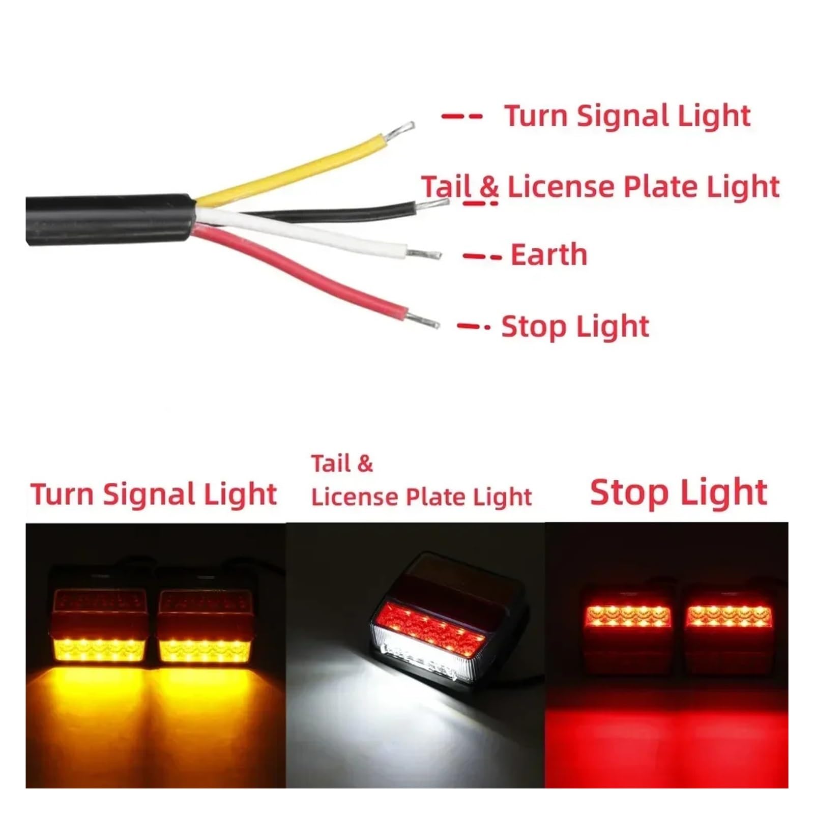 Generico Gruppi ottici posteriori Luce di stop posteriore a LED da 4 pollici 12V per la lampada della per targa Lampada