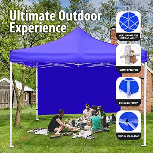 Image of ORILEY Heavy Duty Gazebo Tent 6.5 ft | 17.5 Kg Strong Frame | Foldable Pop-Up Canopy Tent with 3 Side Open | UV Protection Outdoor Folding Tent for Garden, Terrace, Events & Promotional Use (Blue)