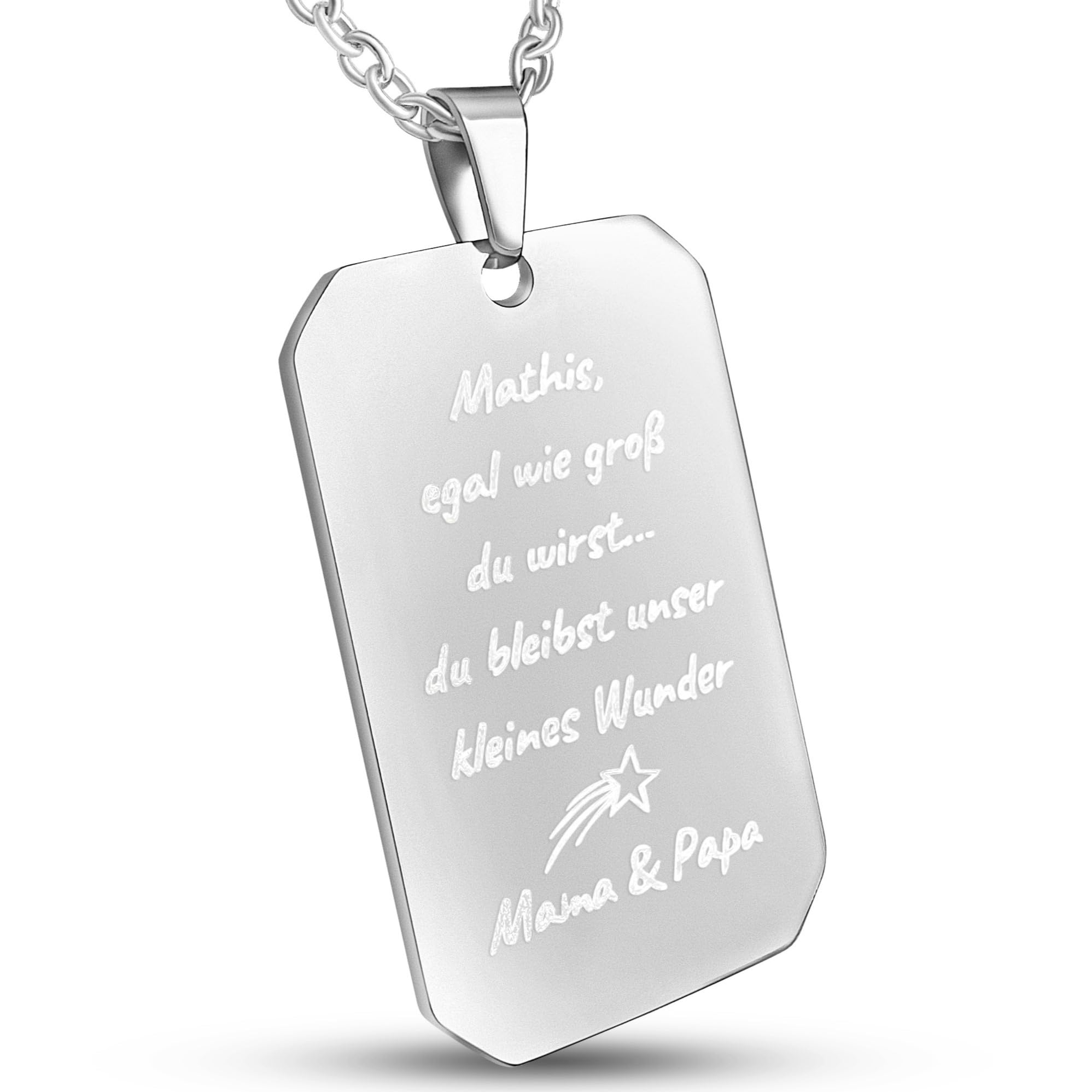 Personalisierte Dog Tag Kette mit Gravur - Hundemarke mit Gravur Edelstahl 50 cm - Personalisierte Kette mit Namen Herren - Erkennungsmarke Männer Halskette Dog Tag