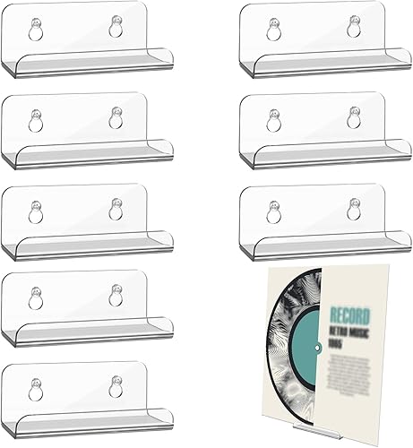 8 soportes para discos de vinilo transparente de 4 pulgadas, soporte de acrílico para discos de álbum, soporte de pared, estantes de exhibición de
