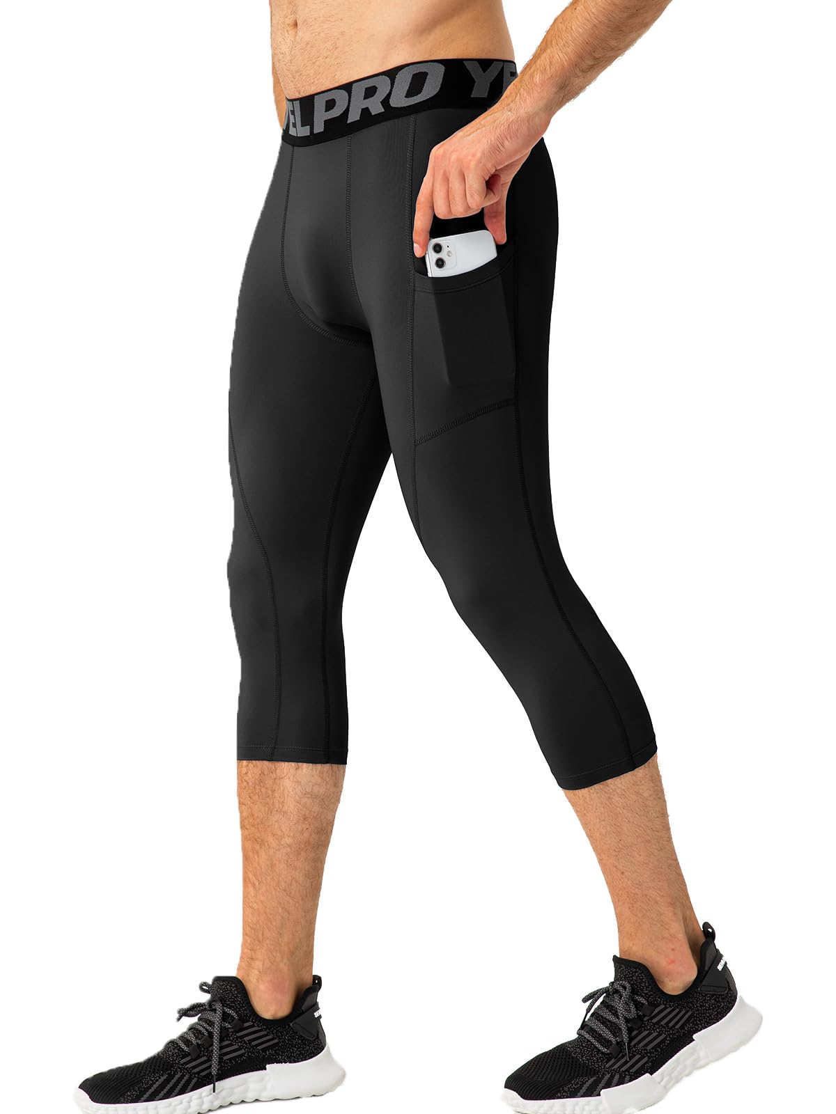 SPVISE 1 or 3 Pack 3 4 Compression Pants Men Athletic Gym Capri Leggings Running Tights Dry Fit