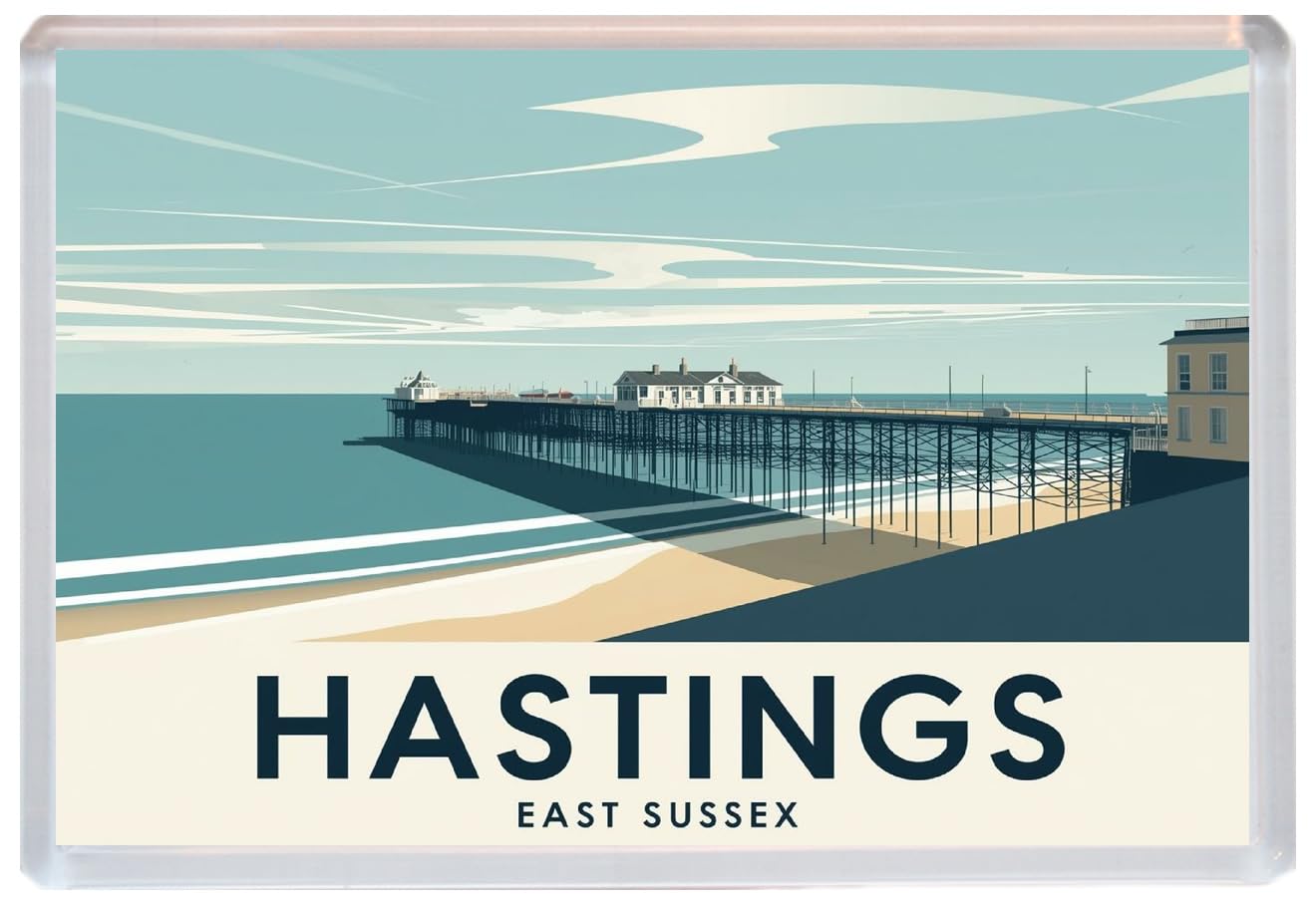 Baked Bean Store Multicolor Hastings - East Sussex - Jumbo Artistic Fridge Magnet 96 X 67Mm Bbsfhm3415