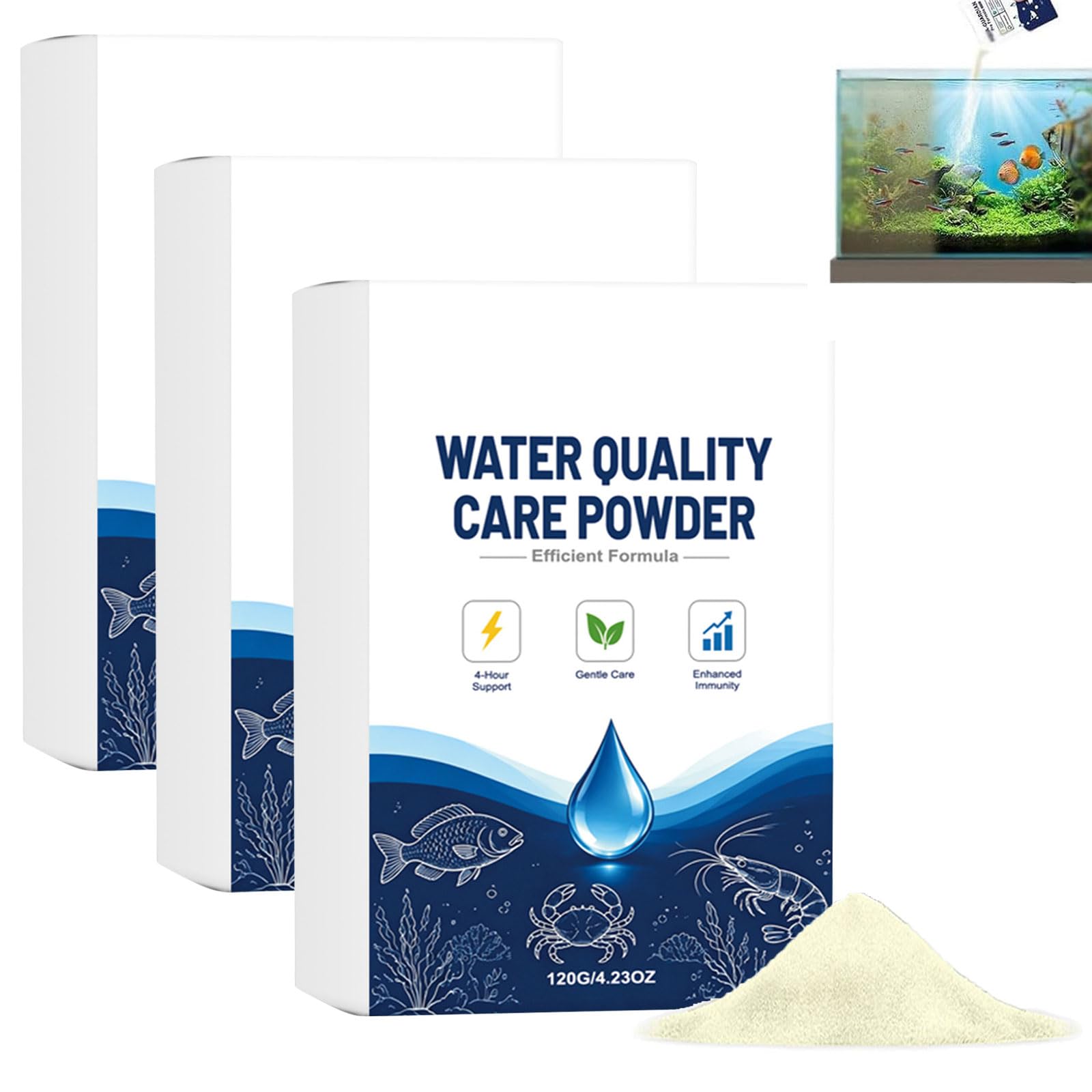 5Boxes Aqua Guardian Pro Formula 120g, Aquatic Care Powder for Pond & Aquarium, Easy-Mix Pond Aquarium Water Care Support, Aqua Guardian Pond Cleaner for Fish, Shrimp & Crab, Easy to Maintain (3Boxes)