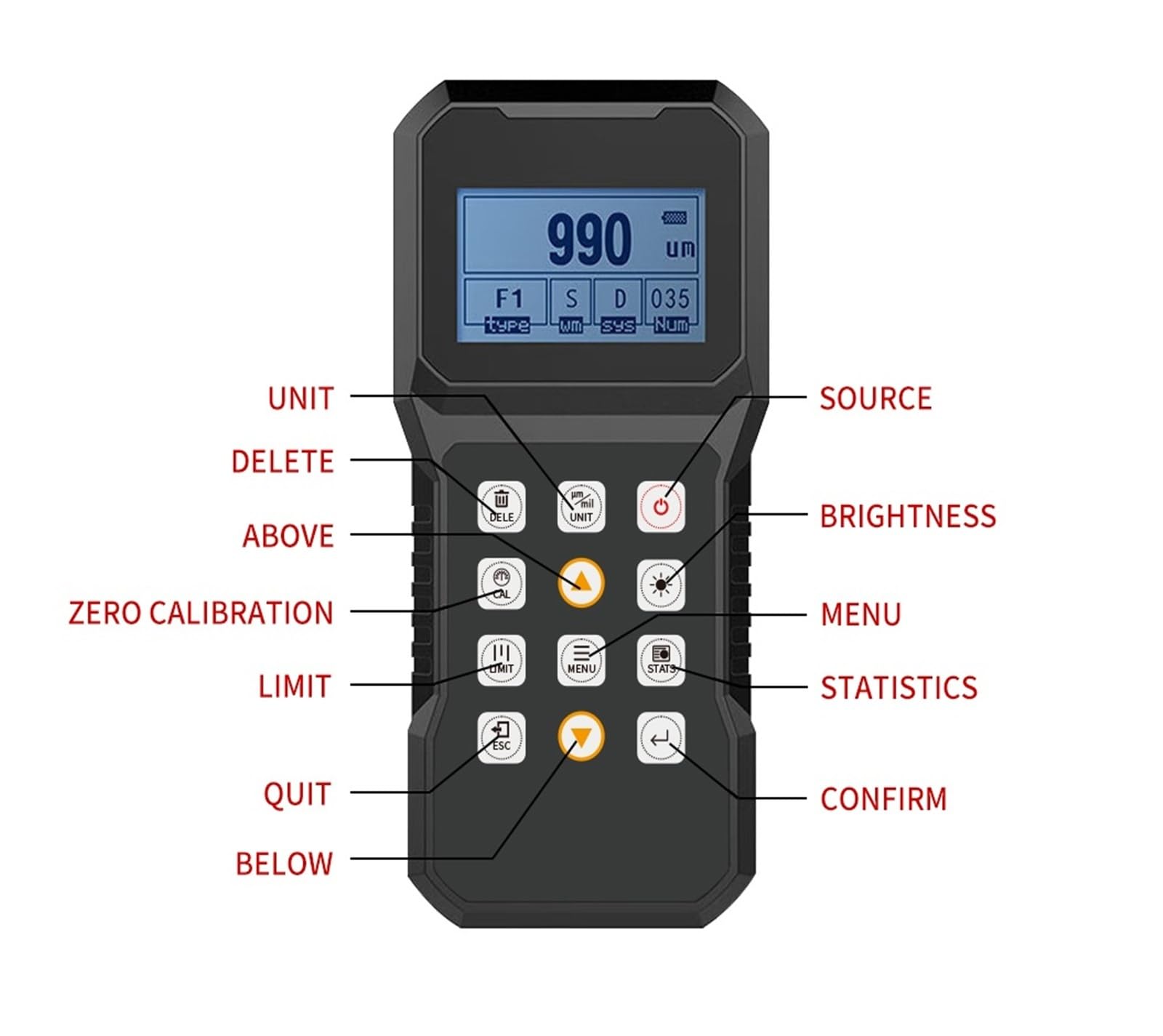 Medidor de espesor digital N-210C con pantalla LCD. Medidor de espesor de revestimiento de alta precisión for hierro, acero, cobre y PVC. Lecturas precisas(NF-1250um)