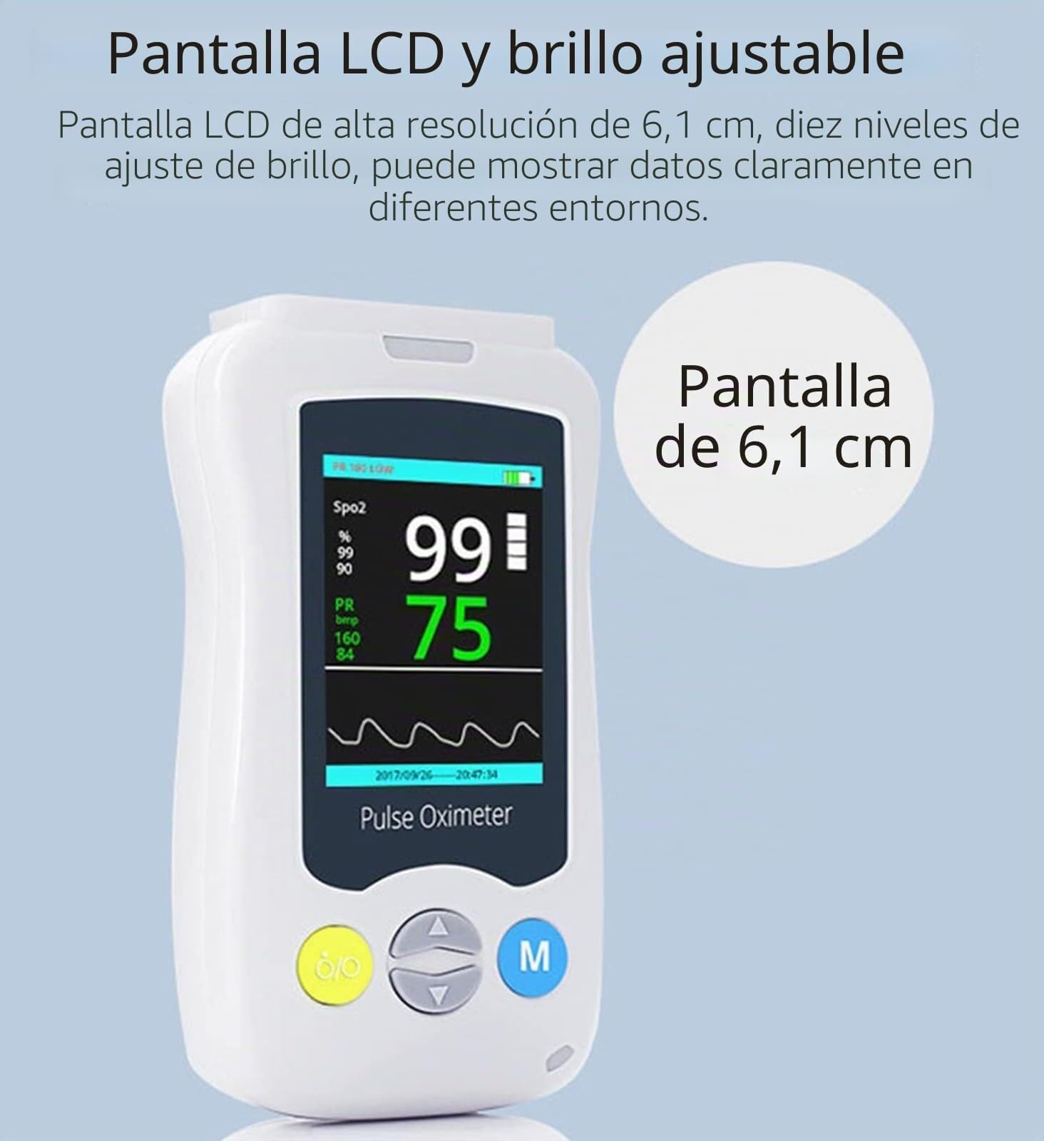 Oxímetro De Dedo Profesional, Modelo Con Pantalla LED De 2,4 Pulgadas