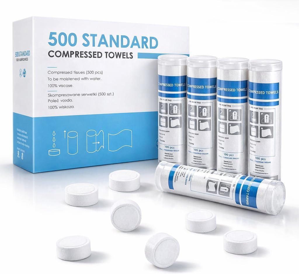 500 Pieces Disposable Compressed Towels, Compact Travel Coin Tissue Soft Compress Tissues Pills for Outdoors Travel Camping and Beauty Salon