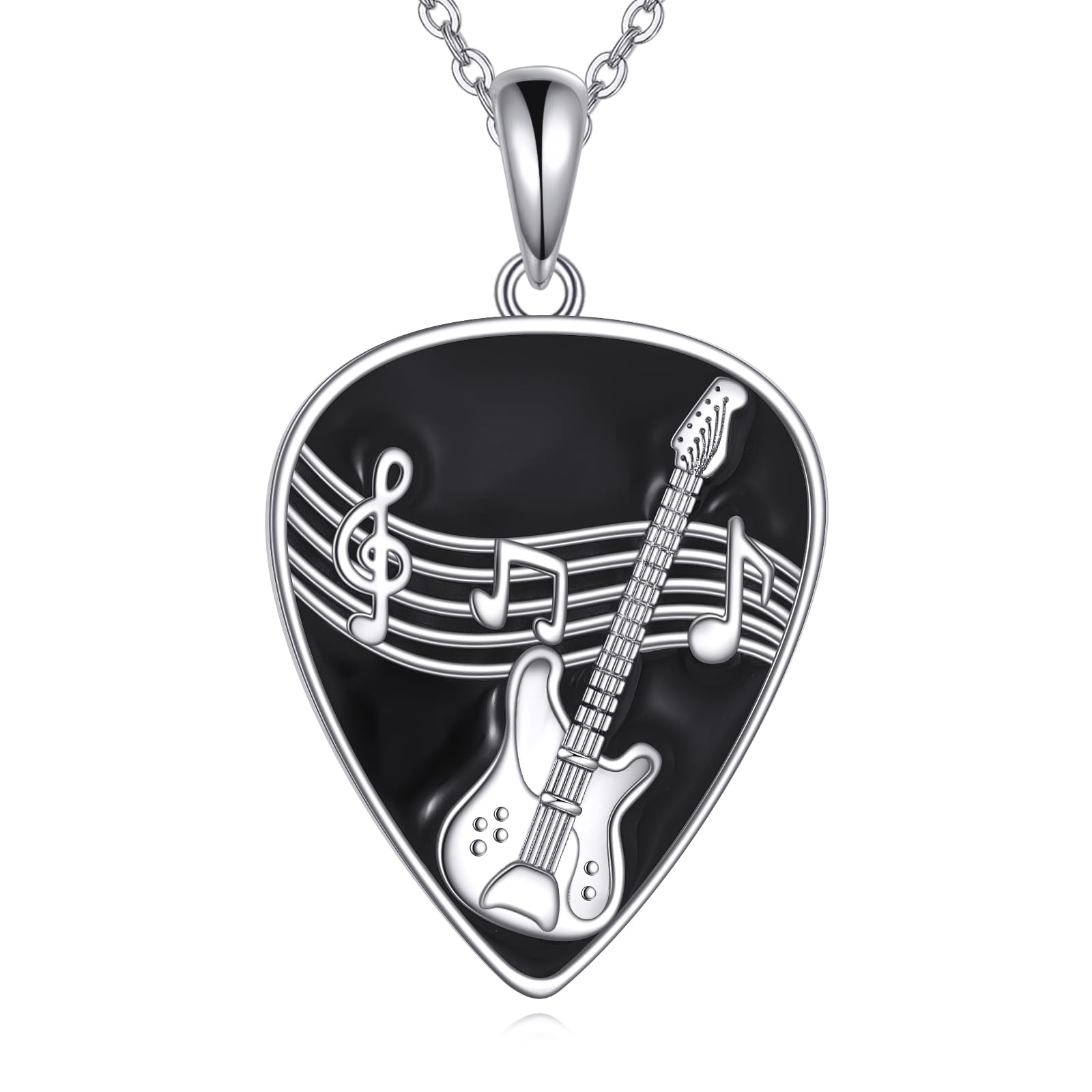 POPLYKE Collana per chitarra, in argento Sterling 925, per uomo, donna, musica ispirata, rock, regalo musicale per chitarristi, amanti della musica
