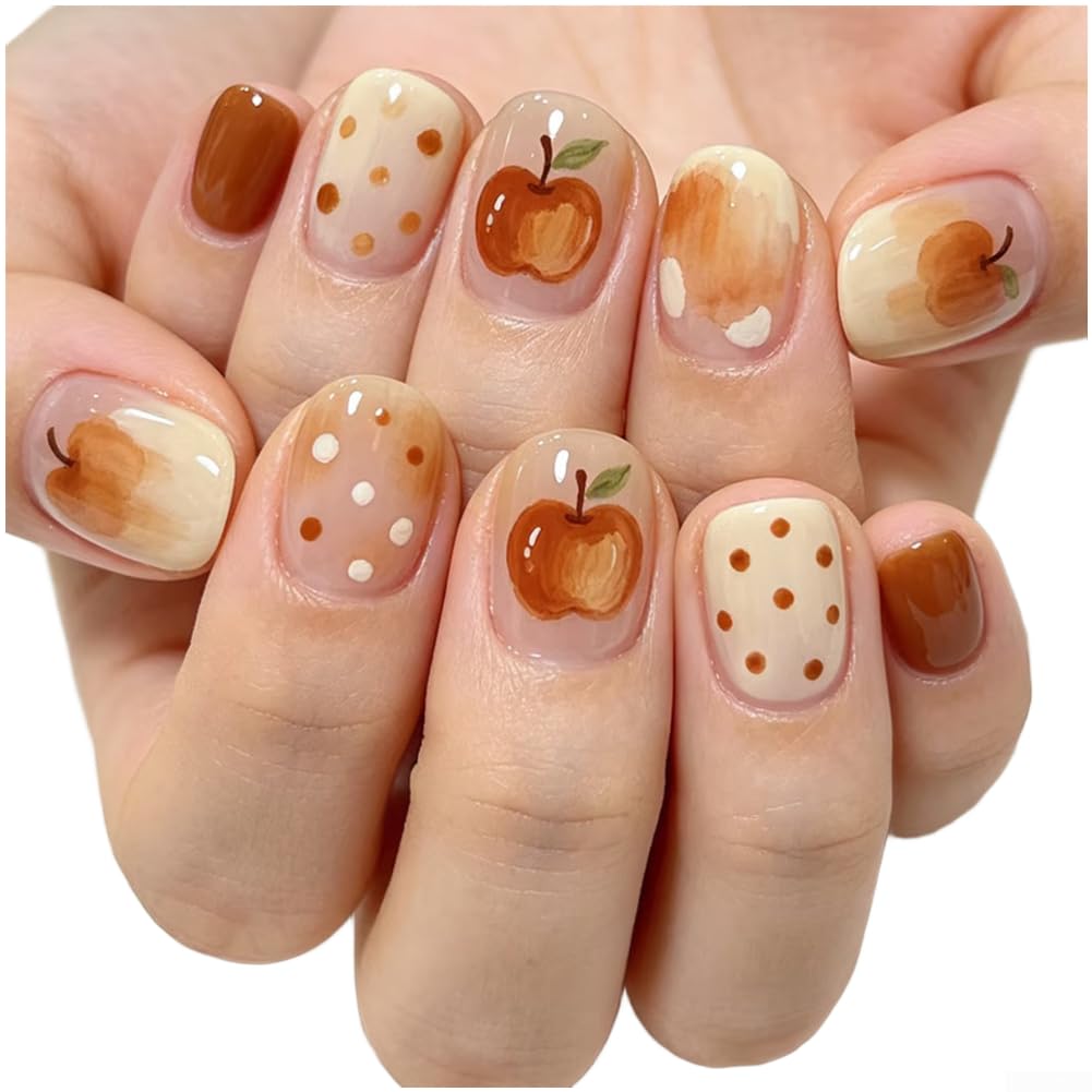 Uñas Falsas ABS Marrón Cálido Vintage Fruta Uñas Falsas ABS Marrón