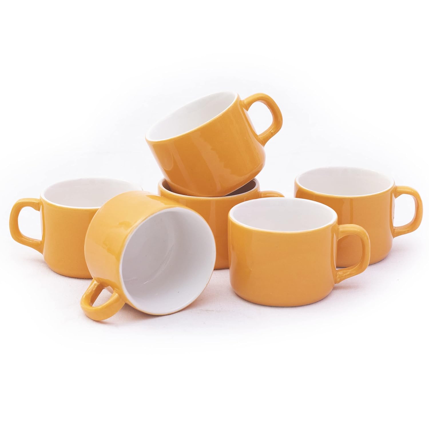 Buy Lupaava Ceramic Tea Cup 6 Pieces 80 ml Yellow Online at Low