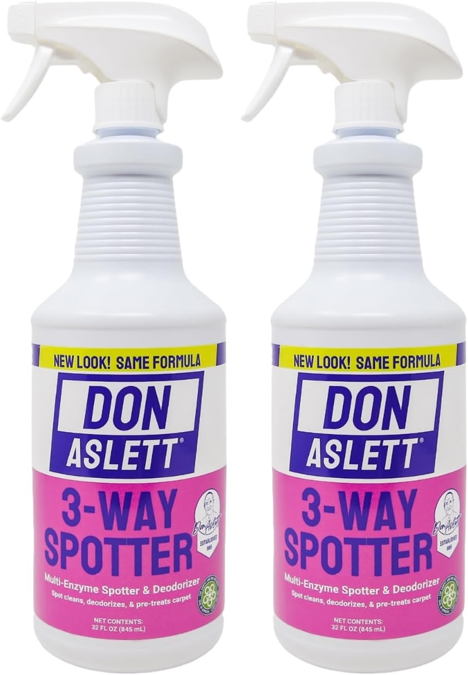 3-Way Spotter (1 Liter Bottle, Pack of 2) Stain Remover, Odor Eliminator, Carpet Protector | Ready-to-use Rug Deodorizer and Spots Cleaner | Remove Carpet Stains with Enzymes