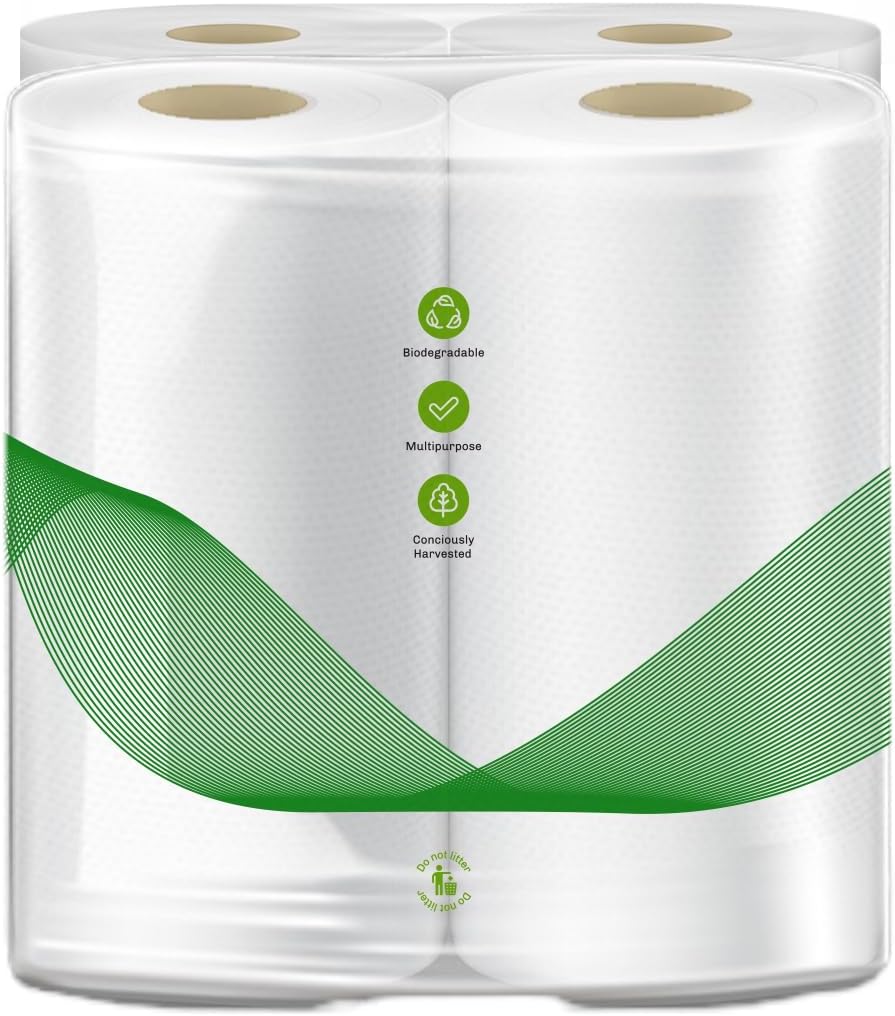 Premier Kitchen Towel 4-in-1 Pack, 2-Ply – Super Absorbent Kitchen Tissue Paper Towels for Everyday Cleaning, Kitchen Paper Wipes, Pack of 4 Rolls, Multipurpose tissue rolls for Home Office