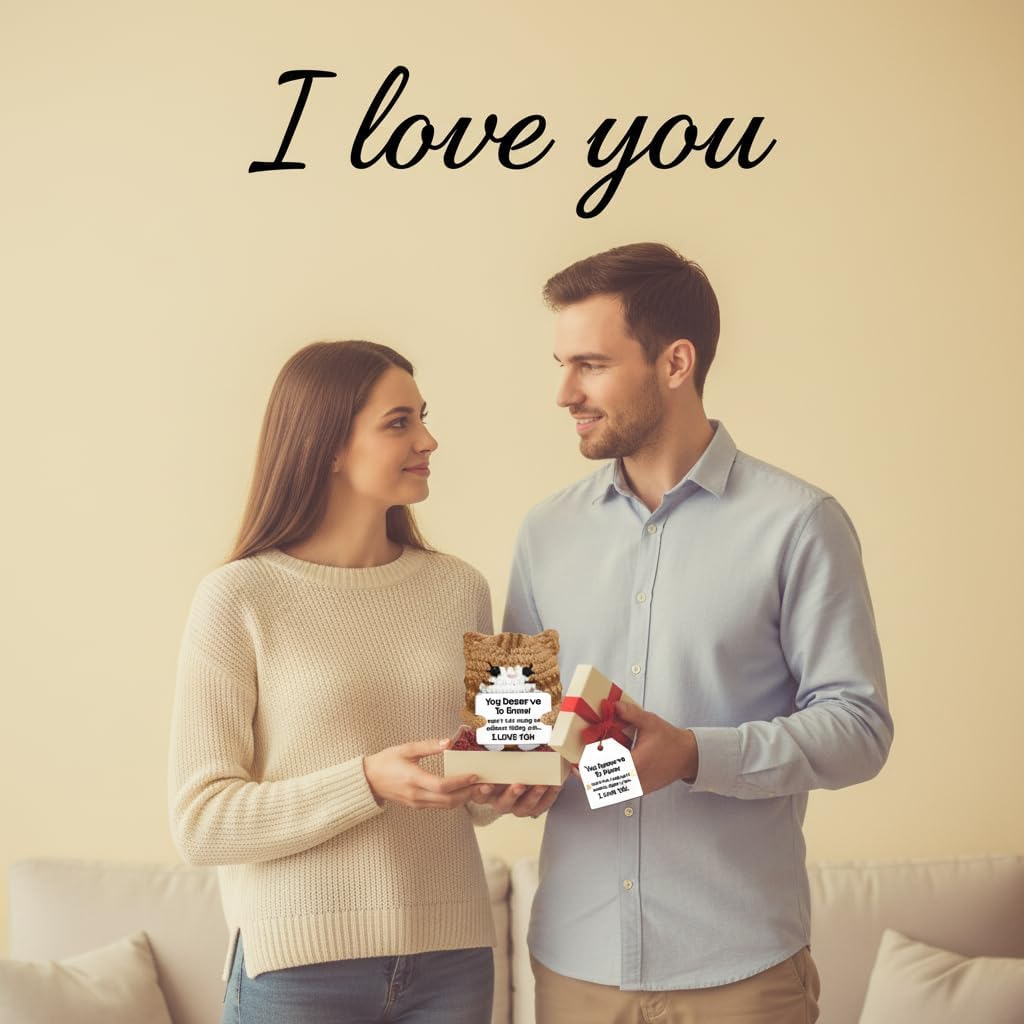 Handmade Crochet Cat Gifts for Her/Him,Girlfriend/Boyfriend – Christmas Birthday Halloween Presents Funny I Love You Gift & Mini Handmade Cat Stuff Birthday Surprise - Image 8