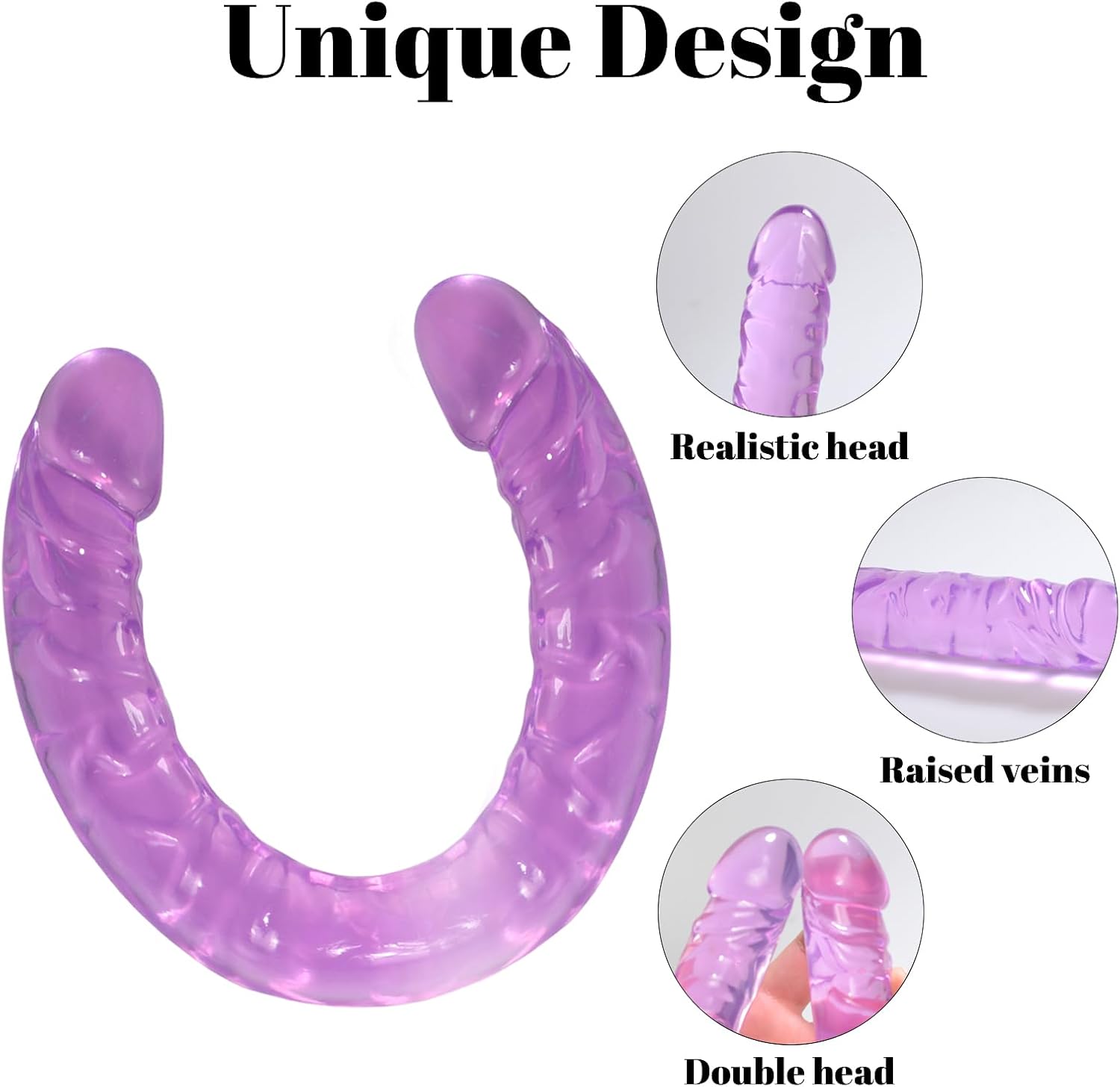 13.2 * 1.5 Inches Double Dildo, Flexible Soft TPE Dual Double Sided Dildo for Lesbians & Couples, G-Spot & Anal Play Sex Toys for Women, Purple