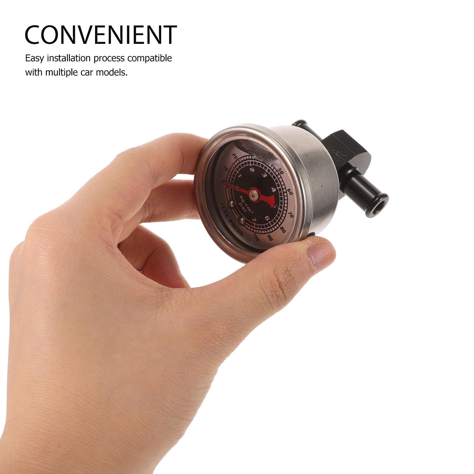 Manómetro de Presión de Negro para Coche con Adaptador 3/8 en Línea, Aleación de Fácil Monitoreo y Alta Durabilidad, 1 Set