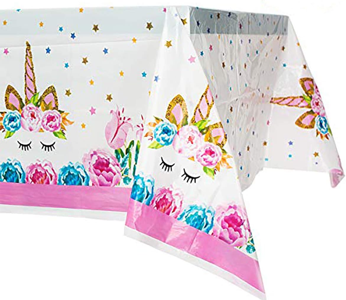 Unicorn Plastic Tablecloth,2 Pack Unicorn Disposable Table Cover for Unicorn Birthday Party Decoration,Unicorn Birthday Party Supplies for Girls or Baby Shower,70" X 42"Unicorn Rectangle Tablecloth