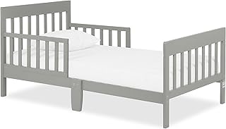 Dream On Me Finn Toddler Bed in Cool Grey, Greenguard Gold and JPMA Certified, Non-Toxic Finish, Made of Sustainable New Zealand Pinewood, Low-to-Floor Design with Safety Guard Rails