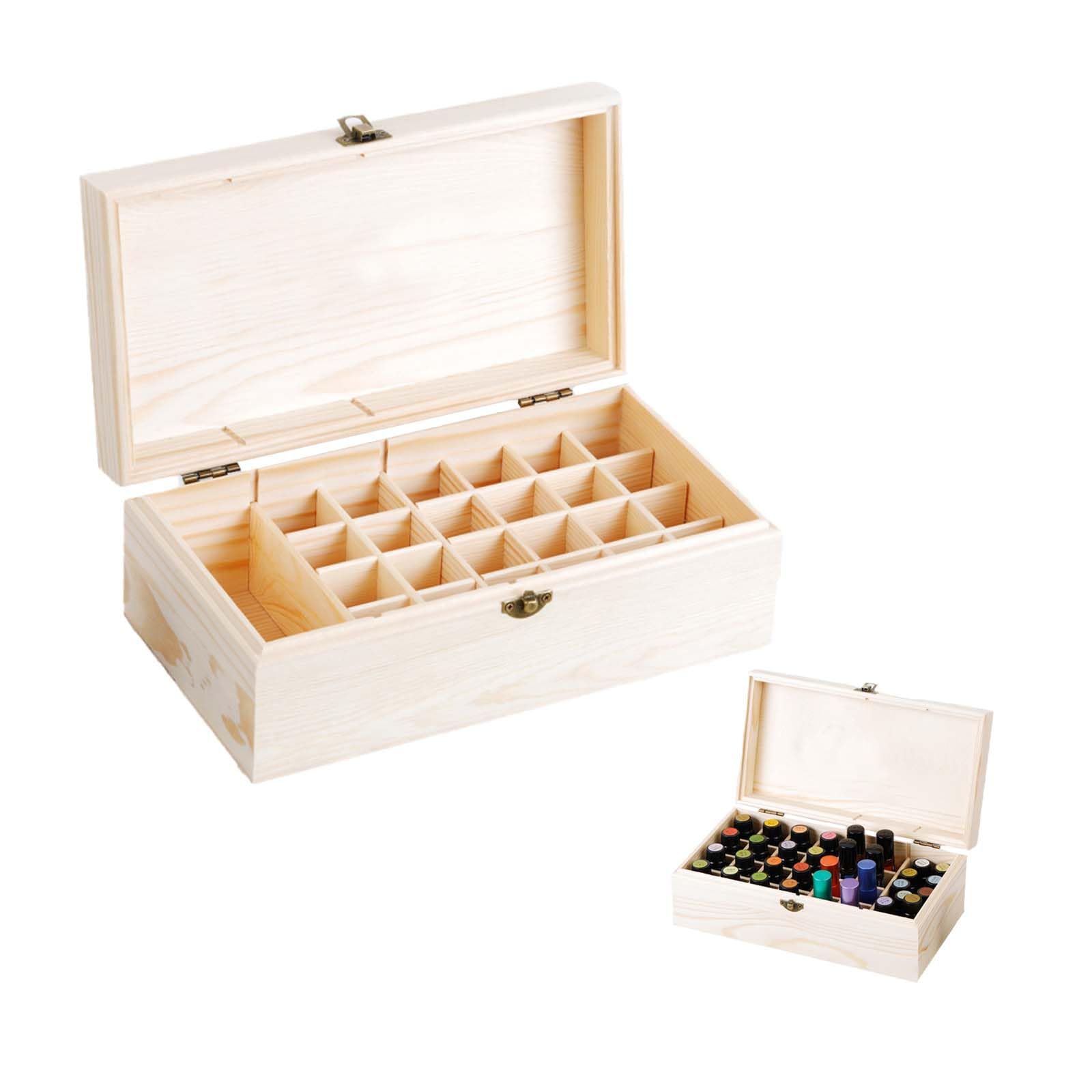 ZHYUAN 32 Slots Essential Oil Box Wooden Storage Box, Portable Essential Oils Wooden Box, Wooden Storage Box, Portable Storage Box, Can Store Essential Oils, Lipstick, Perfume