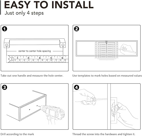 Miniatura 8 de Ravinte Paquete de 30 tiradores de gabinete negros cuadrados de 5 pulgadas, accesorios modernos para gabinetes de cocina, armario con plantilla de