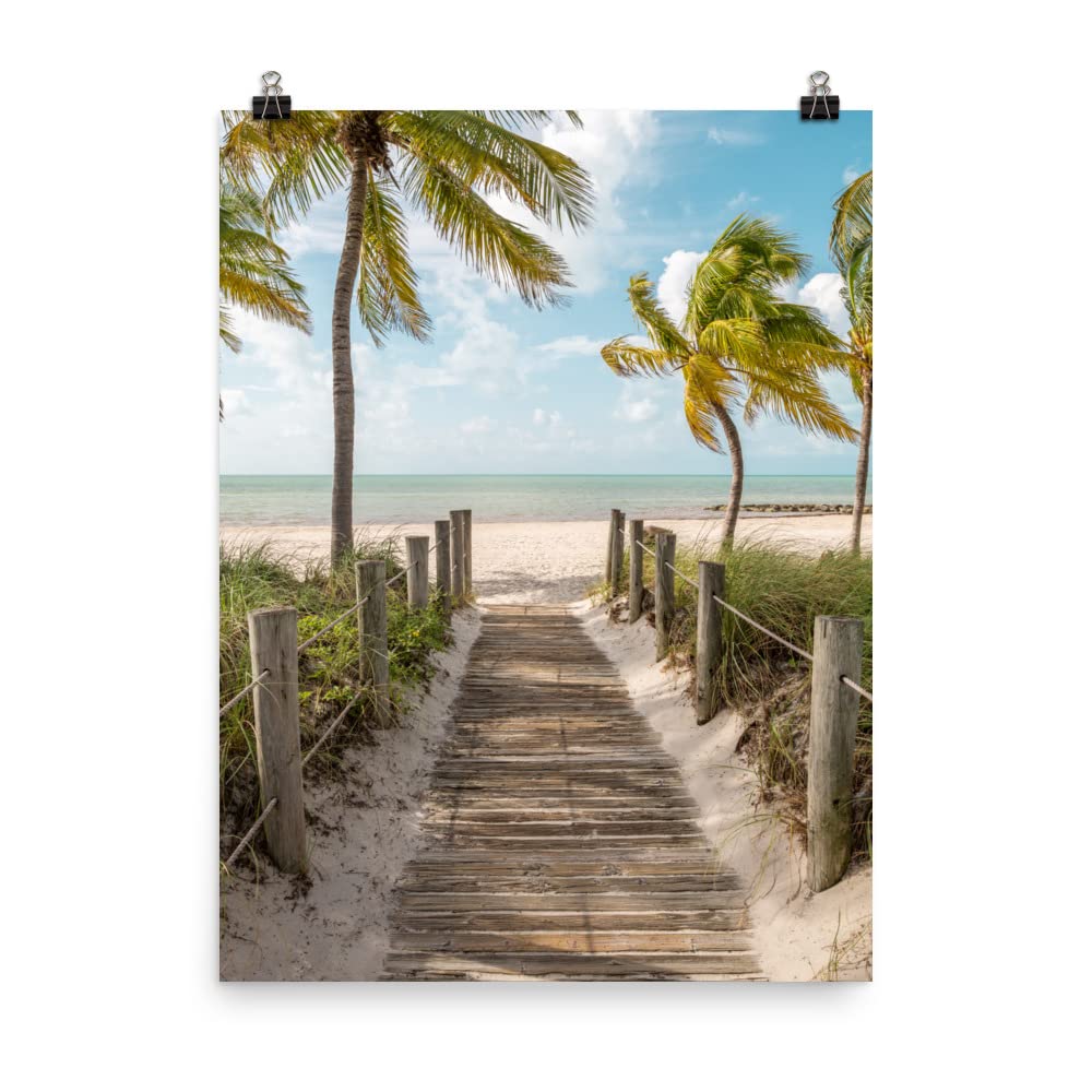 18x24 Inch Key West Smathers Beach Poster: Unframed Photo Paper Print, Vertical Print, Palm Tree Wall Art, Boardwalk Entrance Photo, Tropical Home