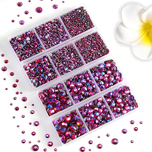Image of 6736pcs Hotfix Rhinestones Flatback,Rhinestones for Crafts Clothes Mixed 5 Sizes, Hotfix Crystals with Tweezers and Wax Pencil Kit, SS6-SS30,Siam AB