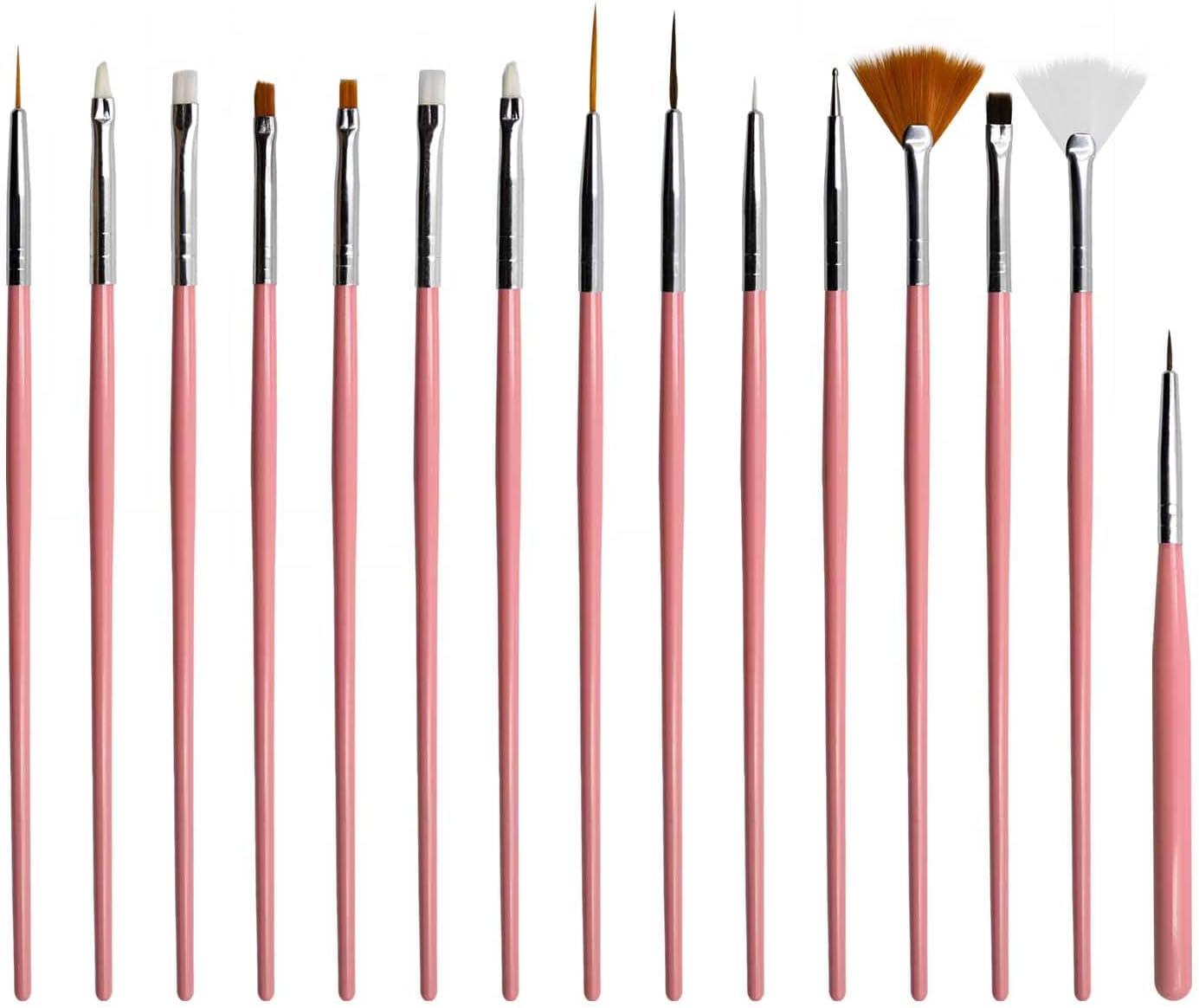Kit 15 Pincéis Para Decoração de Unhas