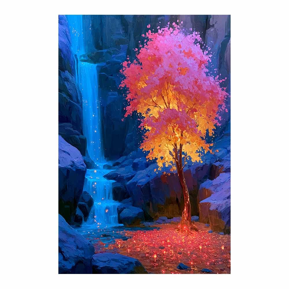 HOQIU Print Canvas Poster Decor Pastel Pink Blooms Tree canvas prints, nature wall art, for Bathroom Home Office Decor(Multicolor)-80x120cm Unframed