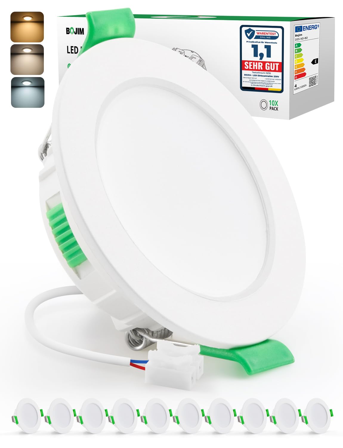 BOJIM LED Spots 230V für Bad Einbaustrahler
