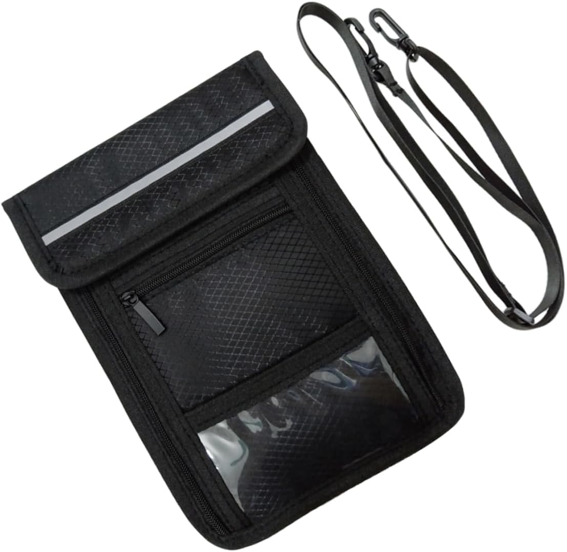 VALICLUD 3 Pezzi Custodia da Appendere per Portafoglio da Viaggio Portafoglio da Collo Porta Passaporto da Viaggio Piccolo Cambia ID Cartella da Viaggio, Nero