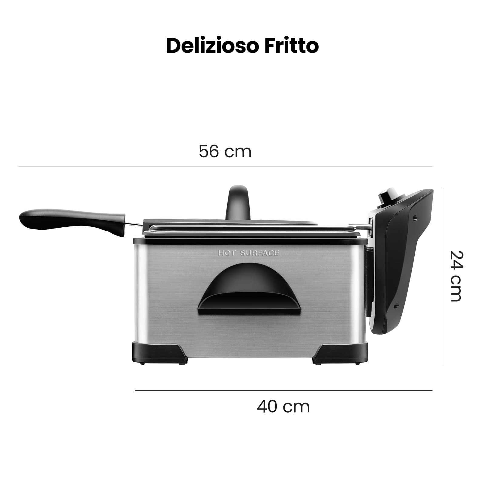 Chefman Friggitrice 4.5 Litri, Filtro Cestello, Formato XL Jumbo, Temperatura e Timer Regolabili, per Pollo Fritto, Gamberetti, Patatine Fritte, Contenitore dell'Olio Rimovibile, Acciaio Inossidabile