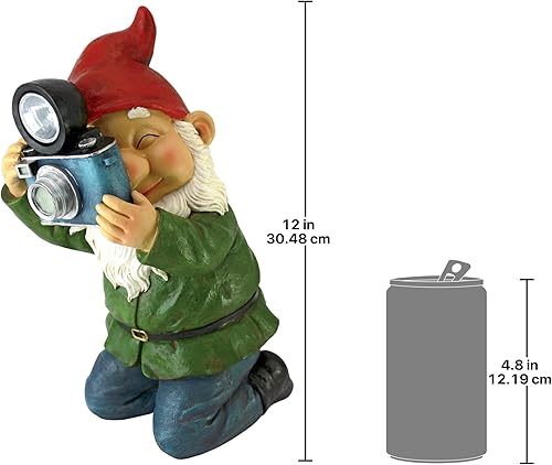 Miniatura 4 de Design Toscano QM2779900 Estatua solar del gnomo del jardín - Sonrisa para mí - Gnomos de jardín al aire libre - Estatuas del gnomo del césped, a