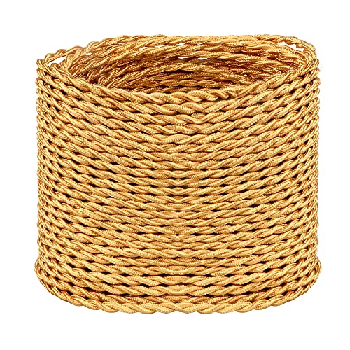 Helunsi 32.8ft Twisted Cloth Covered Wire, Gold 18/2 Cloth Covered Electrical Wire, 18 Wire Gauge...