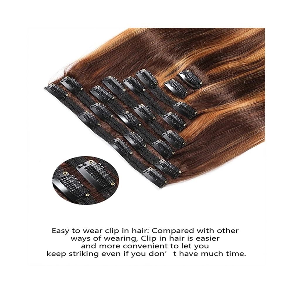 Clip-in-Extensions for glattes Haar for Frauen, brasilianisches Echthaar, unbehandeltes Echthaar, mit 18 Clips, Double Lace Weft, 100 g Easy Installation and Removal(18inch)