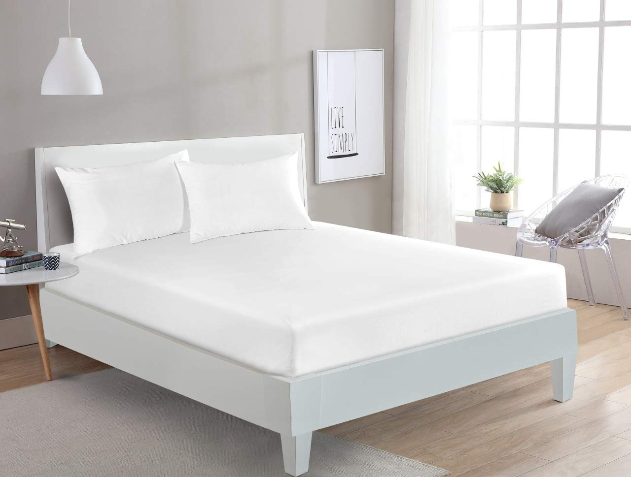 Great Knot White Emperor Collection 400 Thread Count 100% Egyptian Sateen Cotton Fitted Sheet (, Single)