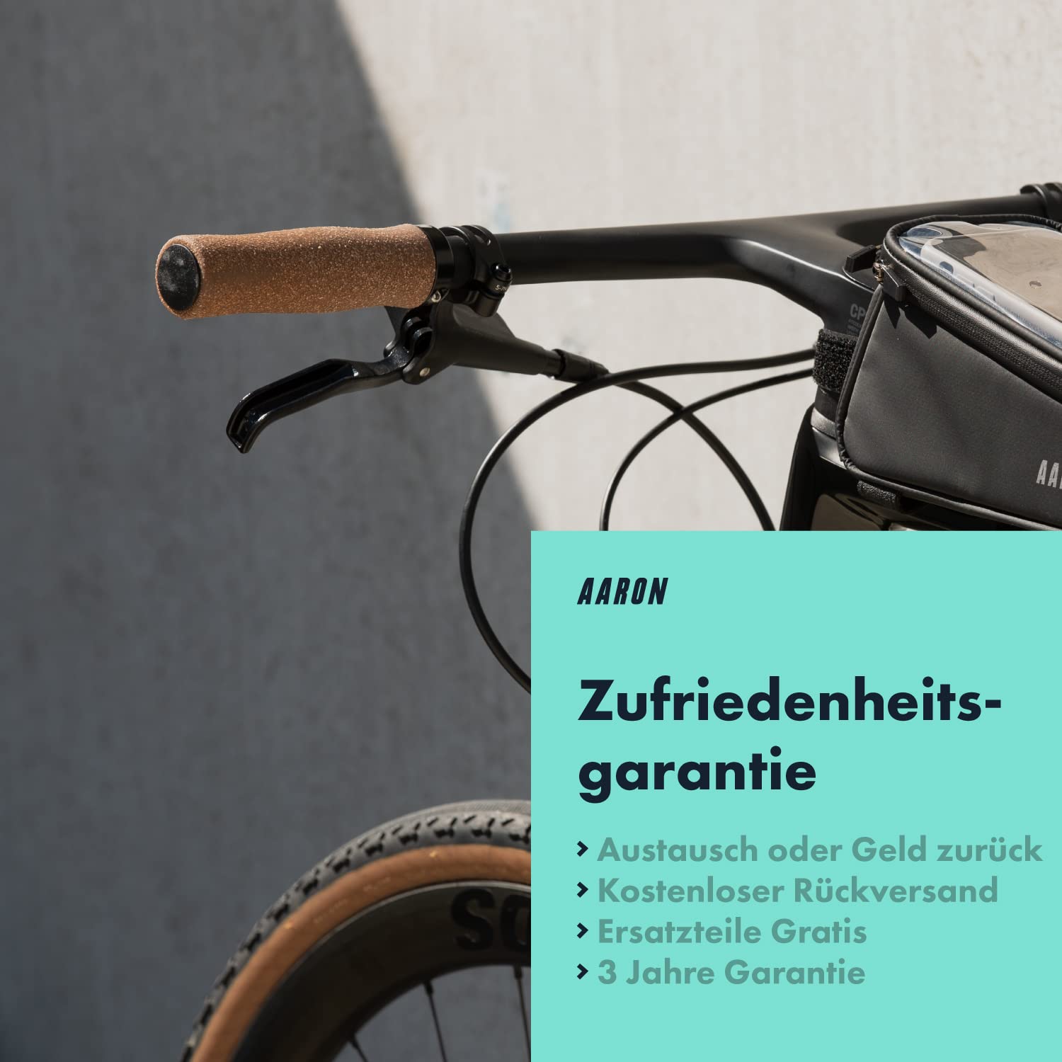 AARON Bio Fahrradgriffe Kork mit angepasster Textur - ergonomische Lenkergriffe aus rutschfestem Kork/Gummi - softe Handgriffe geeignet für E-Bike, Trekkingrad, Mountainbike, Tourenrad
