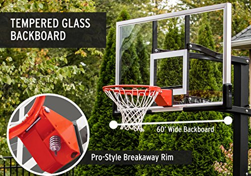 Silverback 60" In-Ground Basketball System With Adjustable-Height Tempered Glass Backboard And Pro-Style Breakaway Rim #TOP3